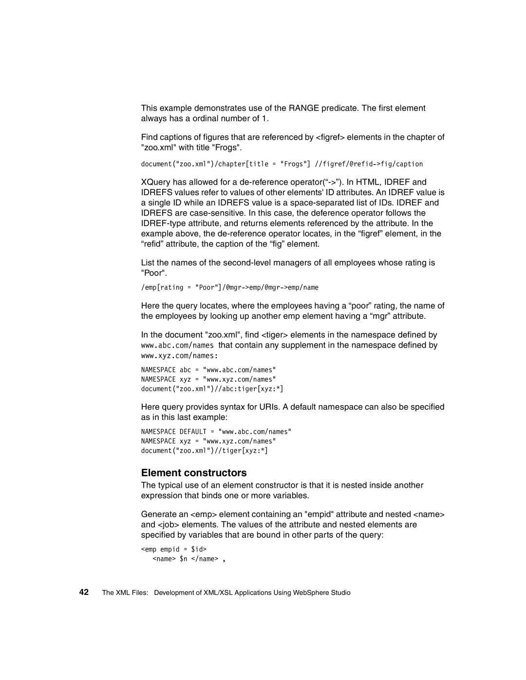 IBM Version 5 manual Element constructors 