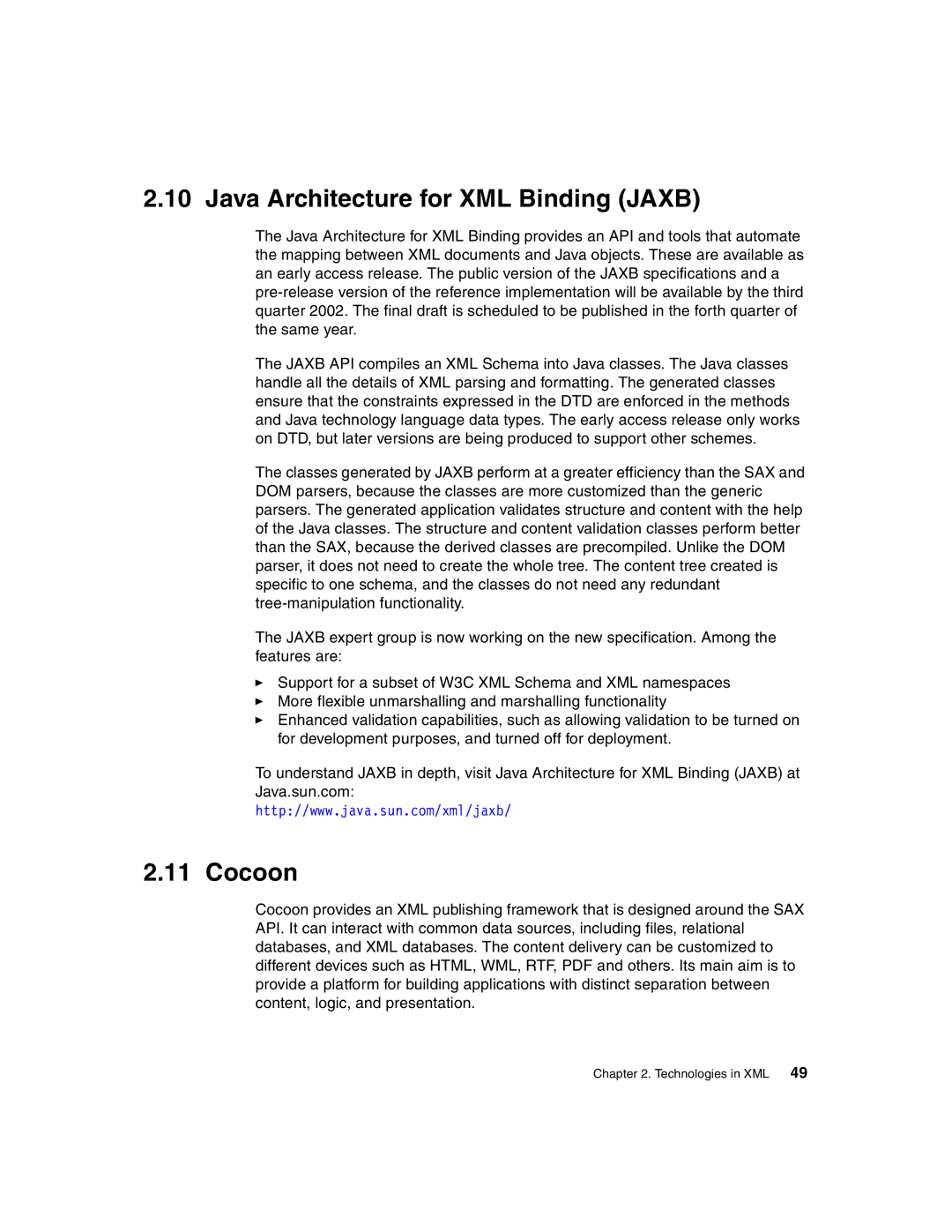 IBM Version 5 manual Java Architecture for XML Binding Jaxb, Cocoon 