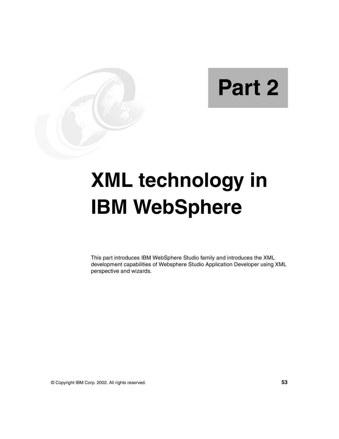 IBM Version 5 manual Part 2 XML technology in IBM WebSphere 