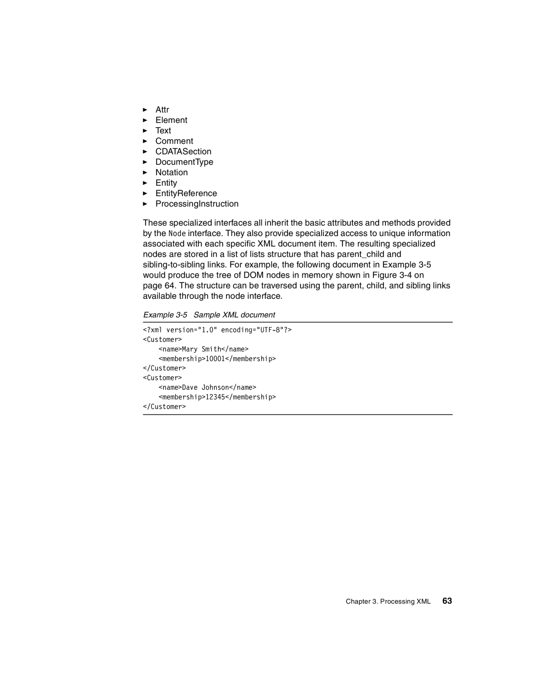 IBM Version 5 manual Example 3-5 Sample XML document 