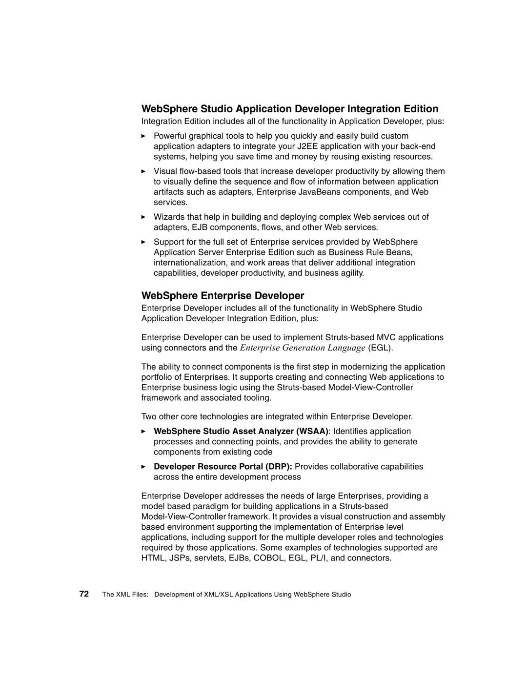 IBM Version 5 manual WebSphere Studio Application Developer Integration Edition, WebSphere Enterprise Developer 