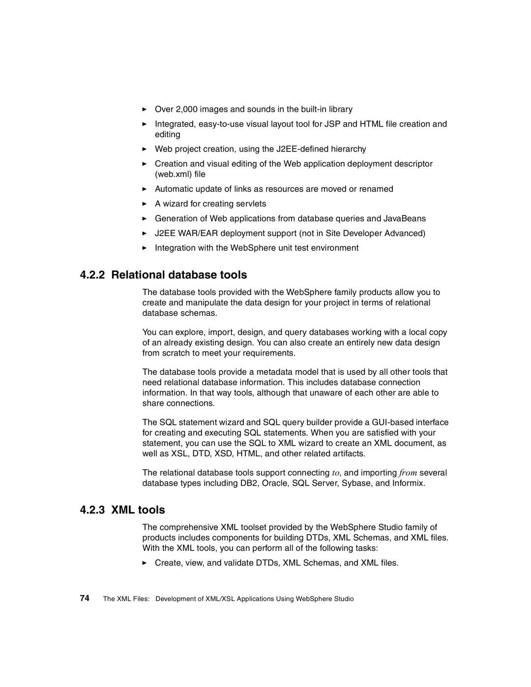 IBM Version 5 manual Relational database tools, XML tools 