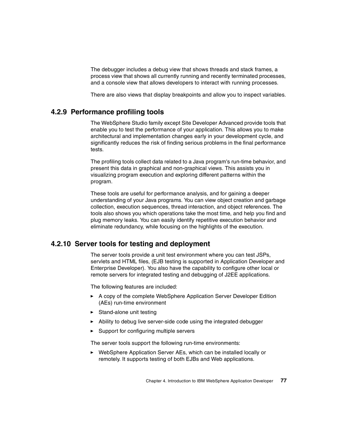 IBM Version 5 manual Performance profiling tools, Server tools for testing and deployment 