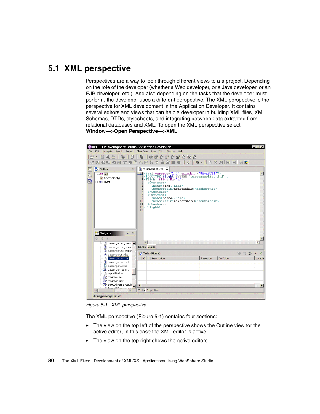 IBM Version 5 manual XML perspective, Window-Open Perspective-XML 