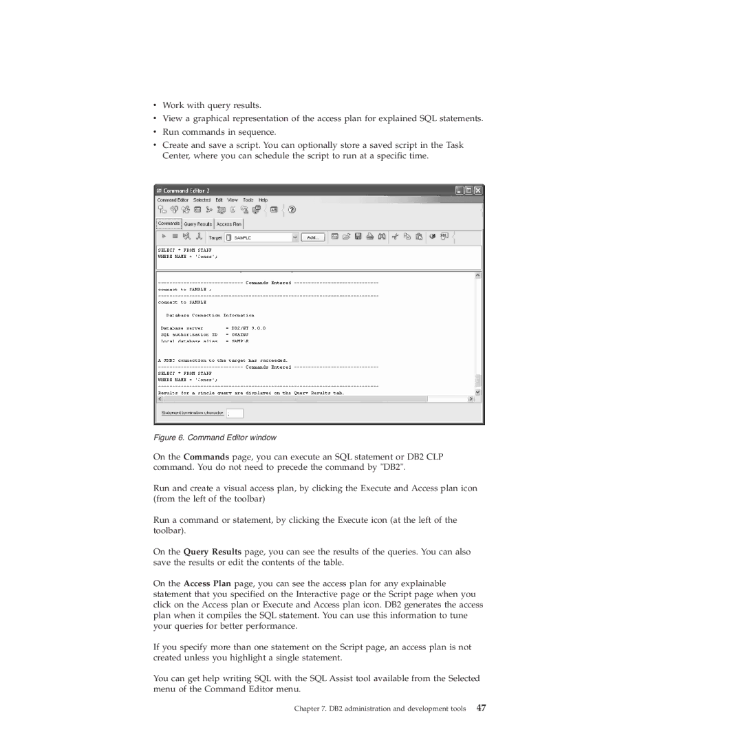 IBM VERSION 9 manual Command Editor window 