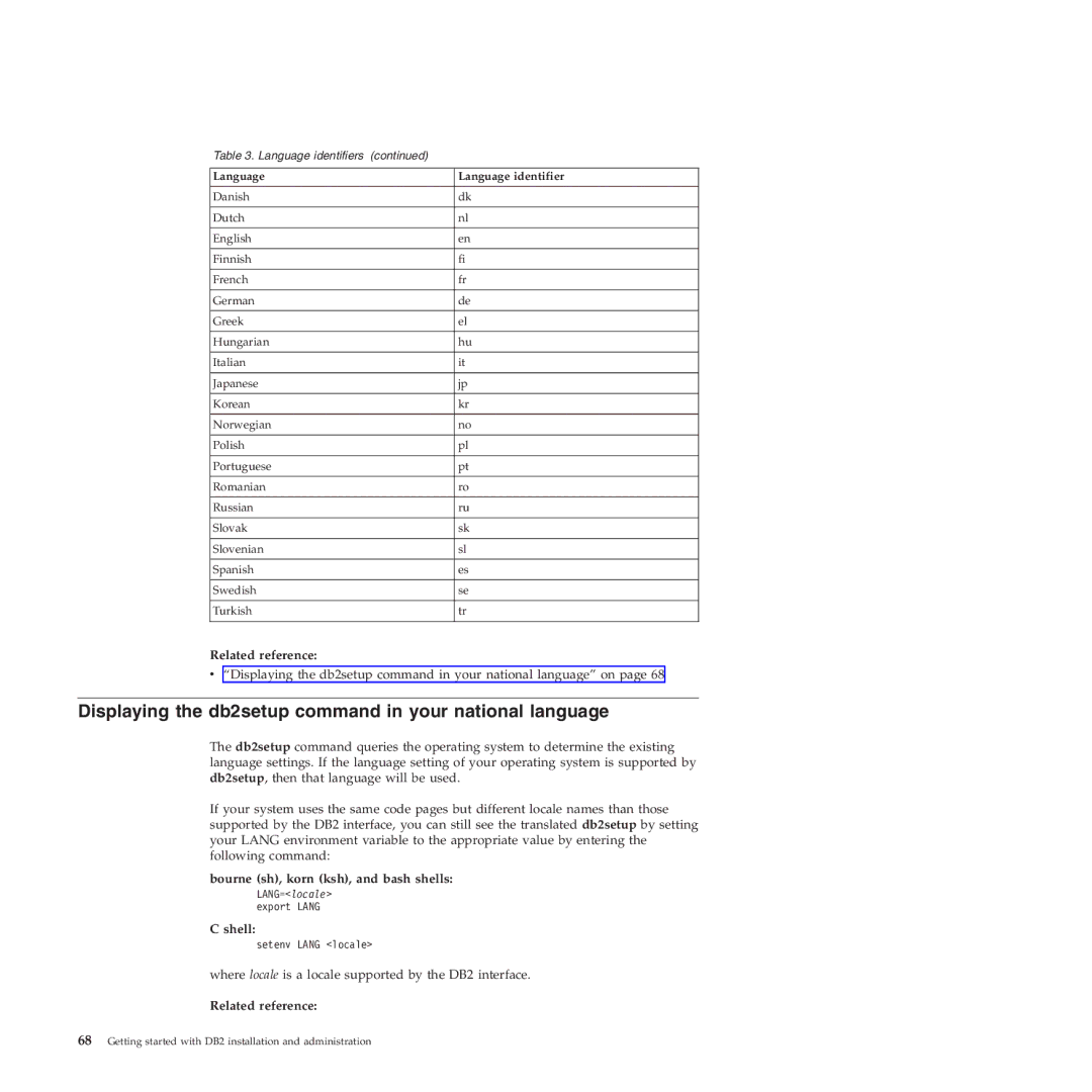 IBM VERSION 9 manual Displaying the db2setup command in your national language, Bourne sh, korn ksh, and bash shells, Shell 