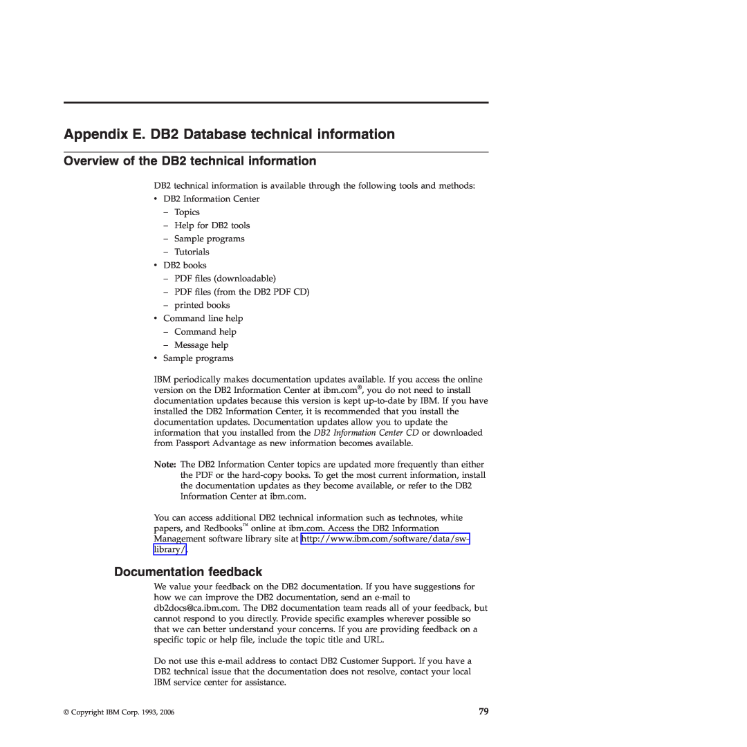 IBM VERSION 9 manual Appendix E. DB2 Database technical information, Overview of the DB2 technical information 