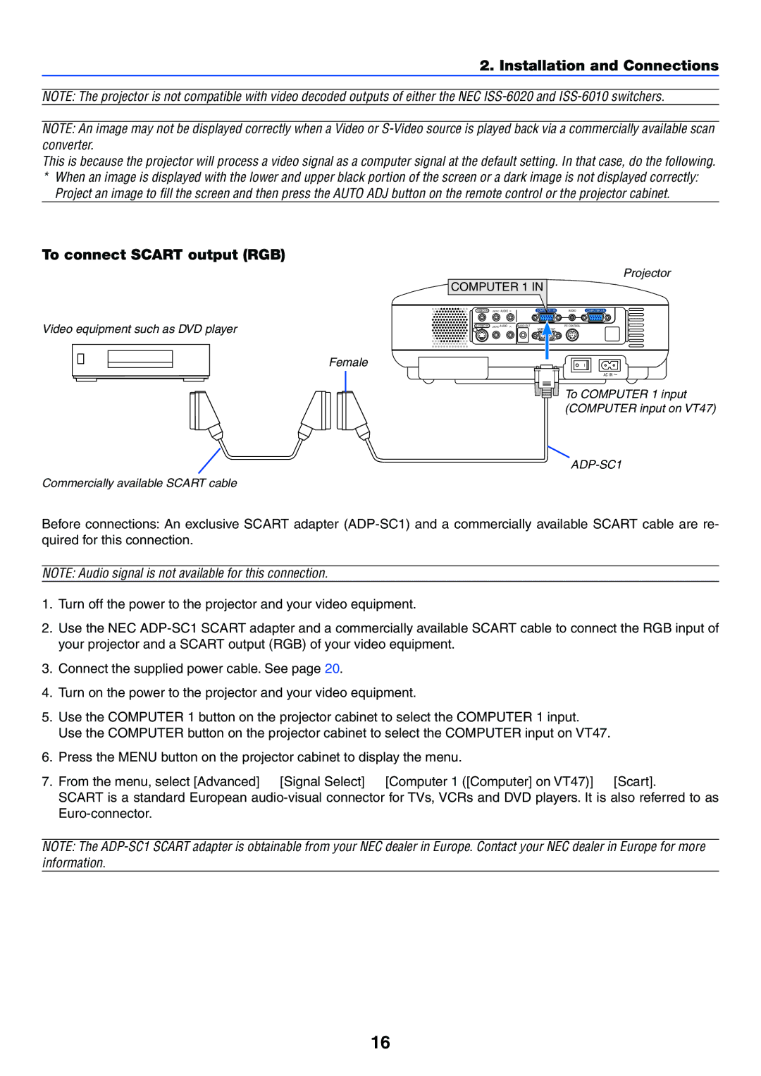 IBM VT670, VT470, VT676, VT575 manual To connect Scart output RGB 