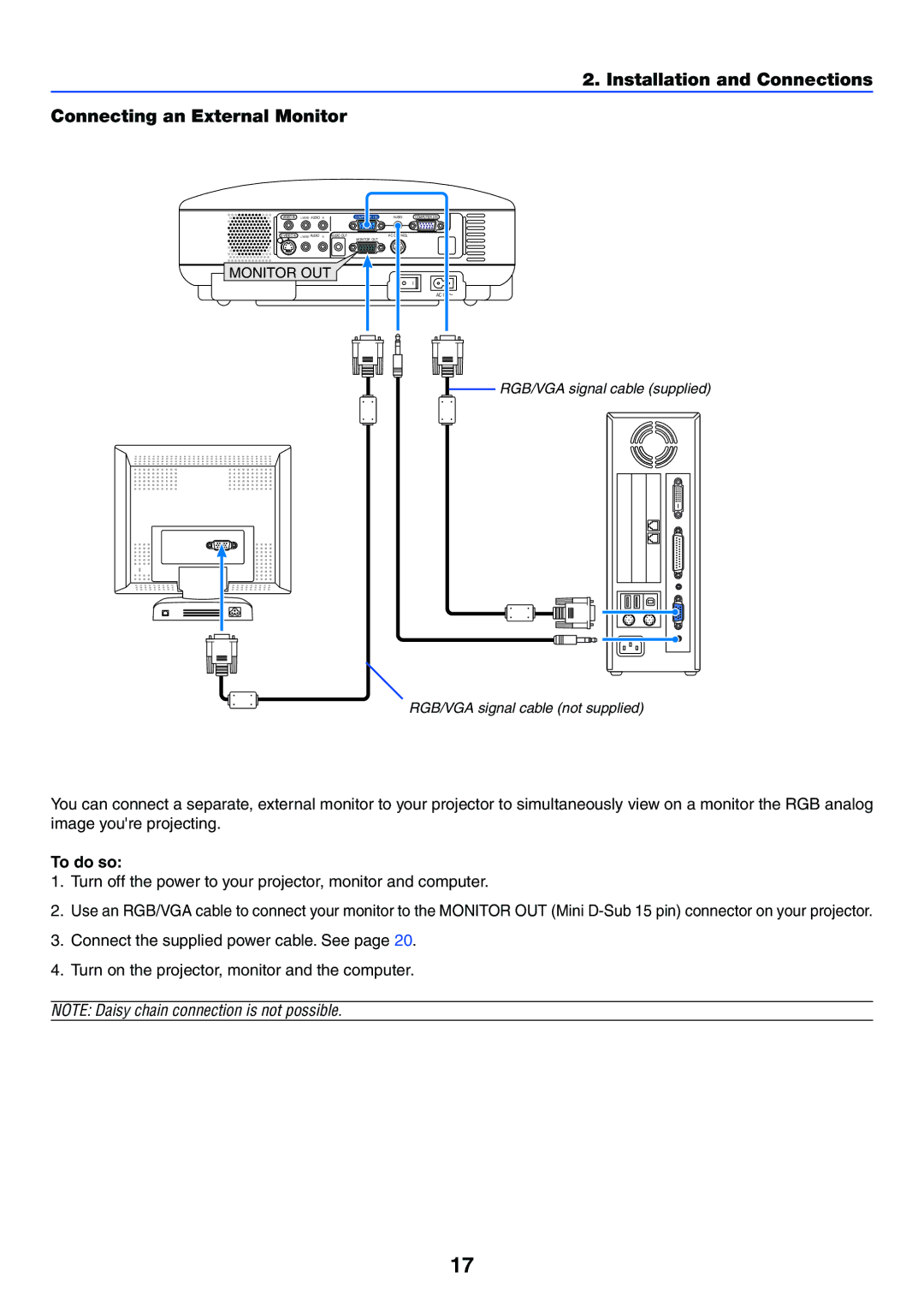 IBM VT575, VT470, VT676, VT670 manual Installation and Connections Connecting an External Monitor, To do so 