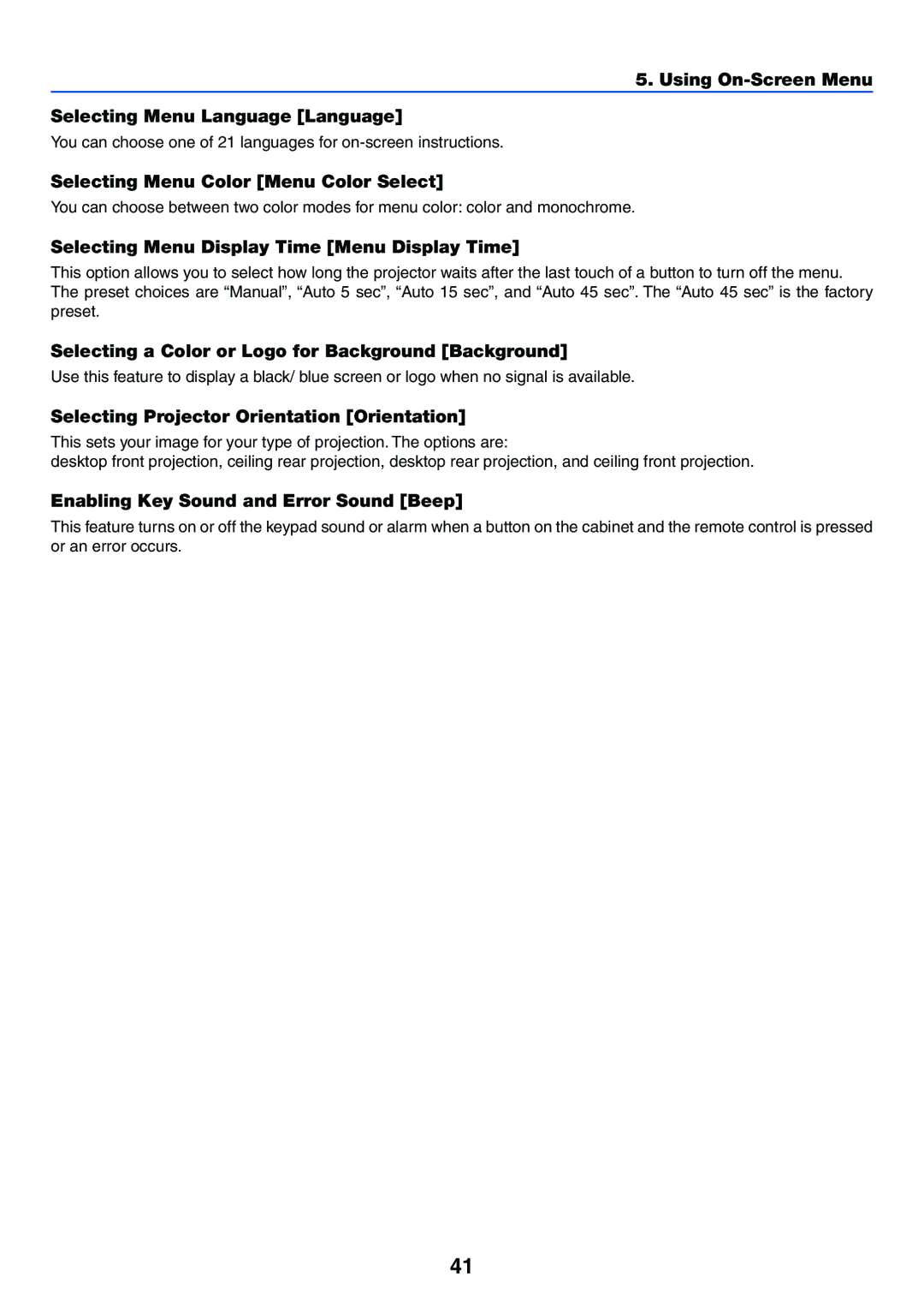 IBM VT670, VT470, VT676 Using On-Screen Menu Selecting Menu Language Language, Selecting Menu Color Menu Color Select 