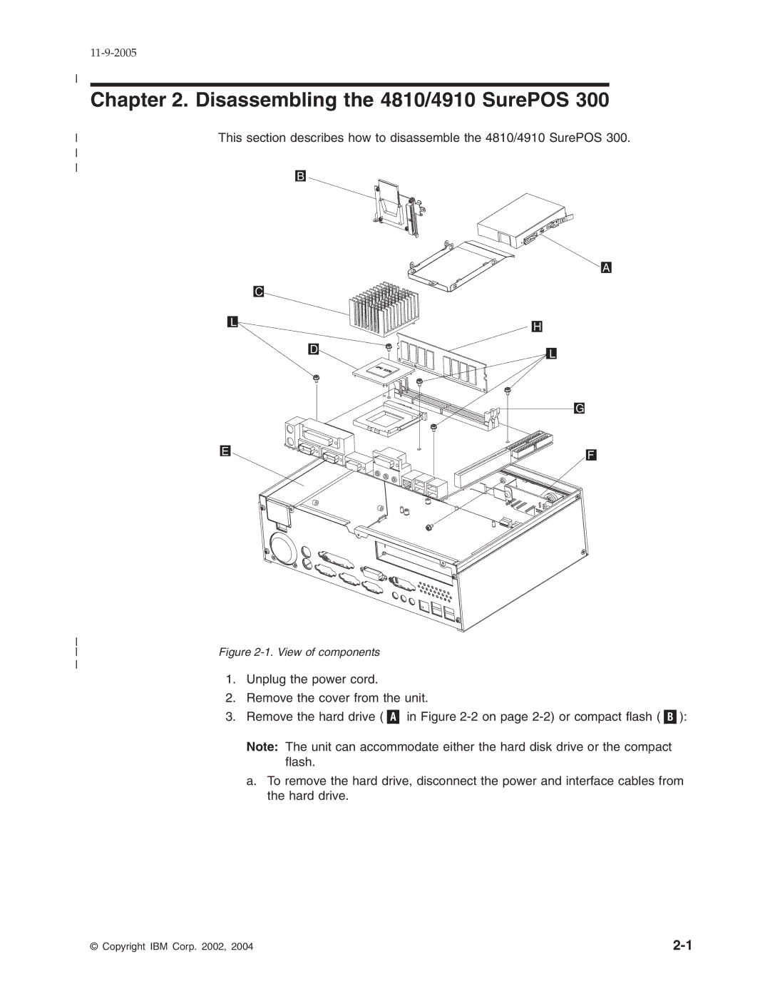 IBM 32x, W2H, 31x manual Disassembling the 4810/4910 SurePOS, View of components 