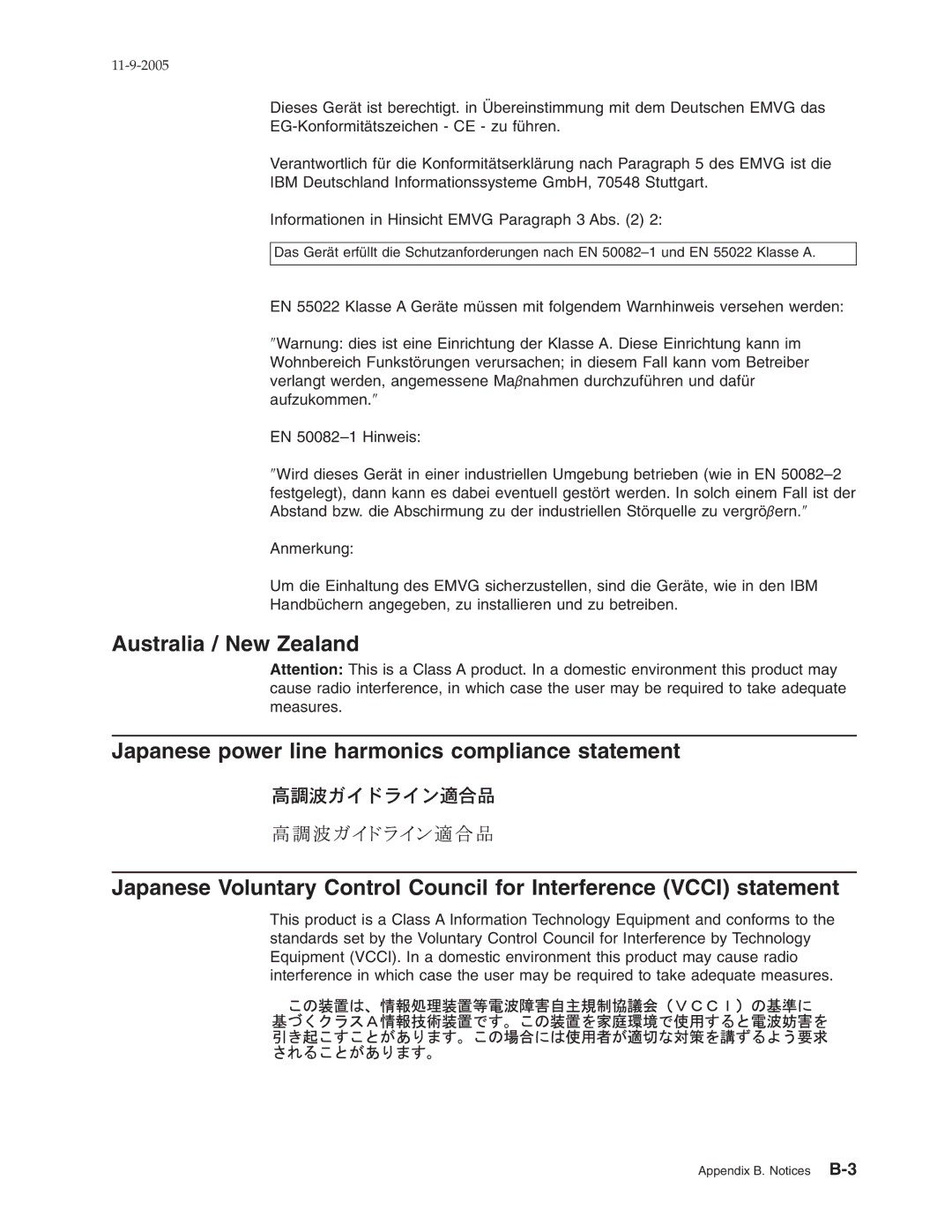 IBM W2H, 31x, 32x manual Appendix B. Notices B-3 