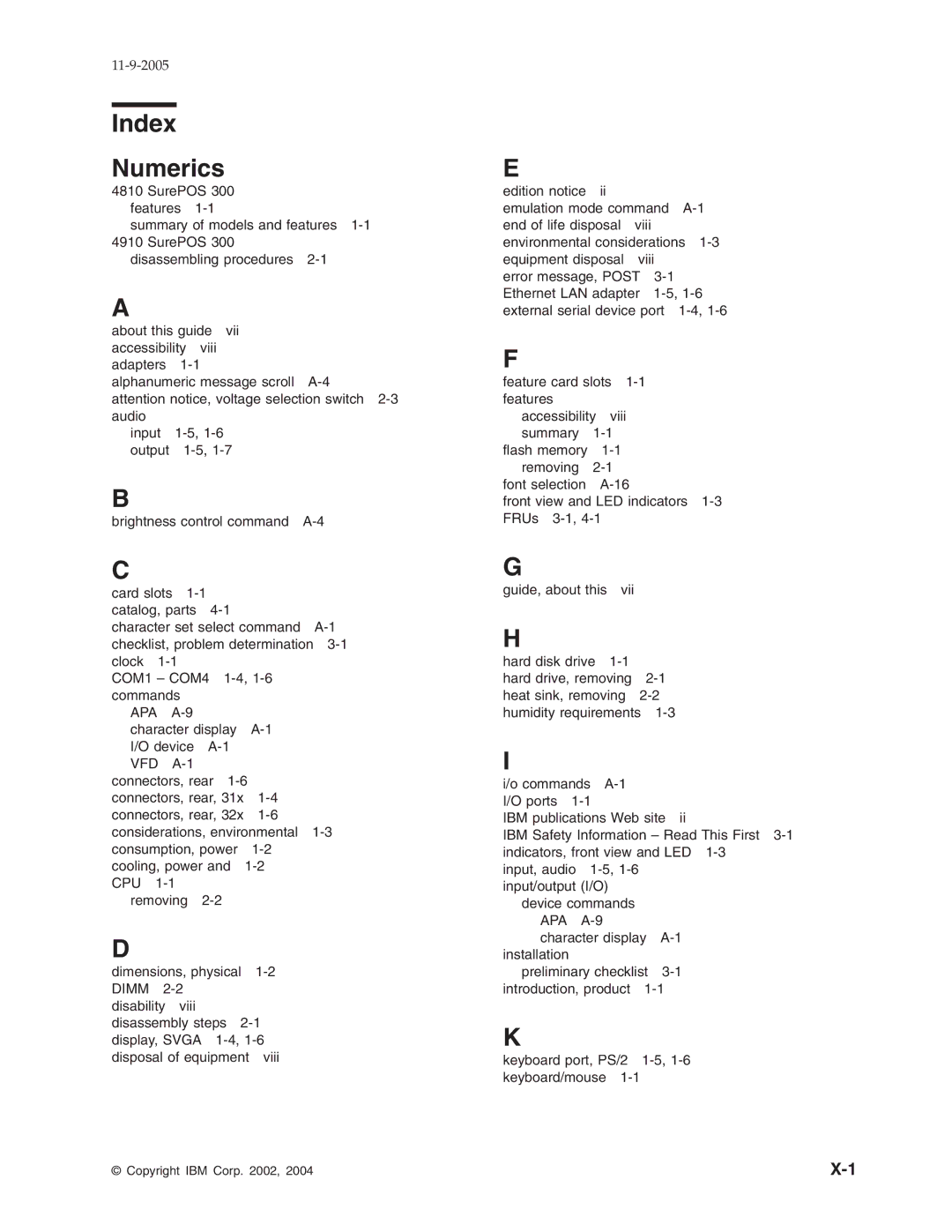 IBM W2H, 31x, 32x manual Index Numerics, APA A-9 