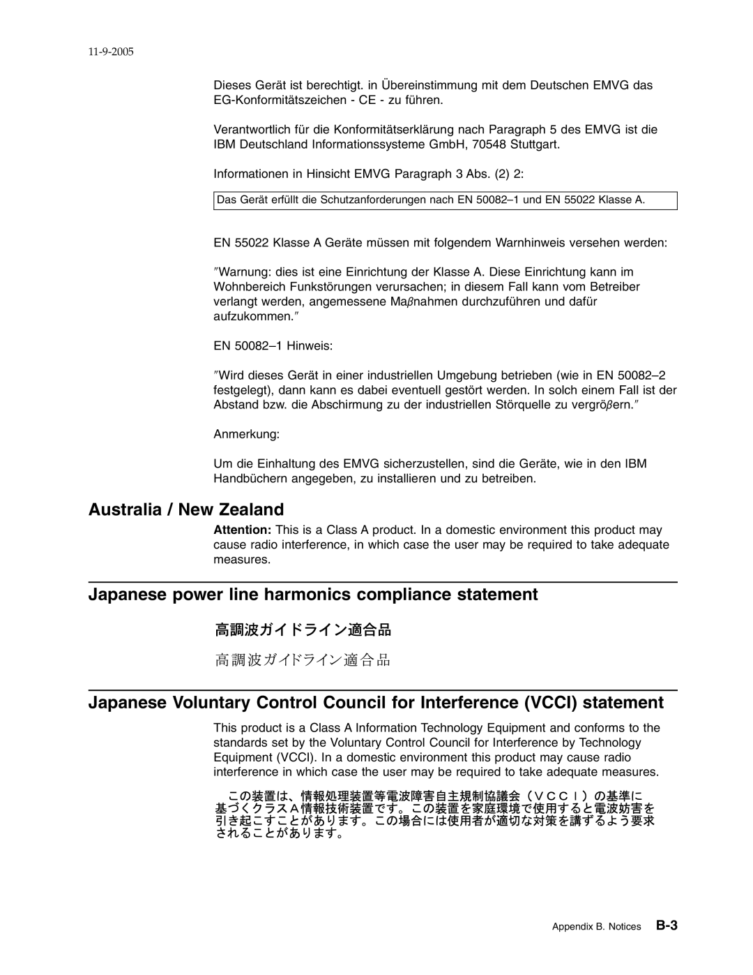 IBM W2H, 31x, 32x manual Australia / New Zealand, Japanese power line harmonics compliance statement 