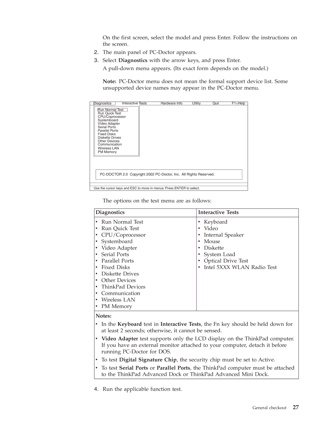 IBM T500, W500 manual Diagnostics Interactive Tests 