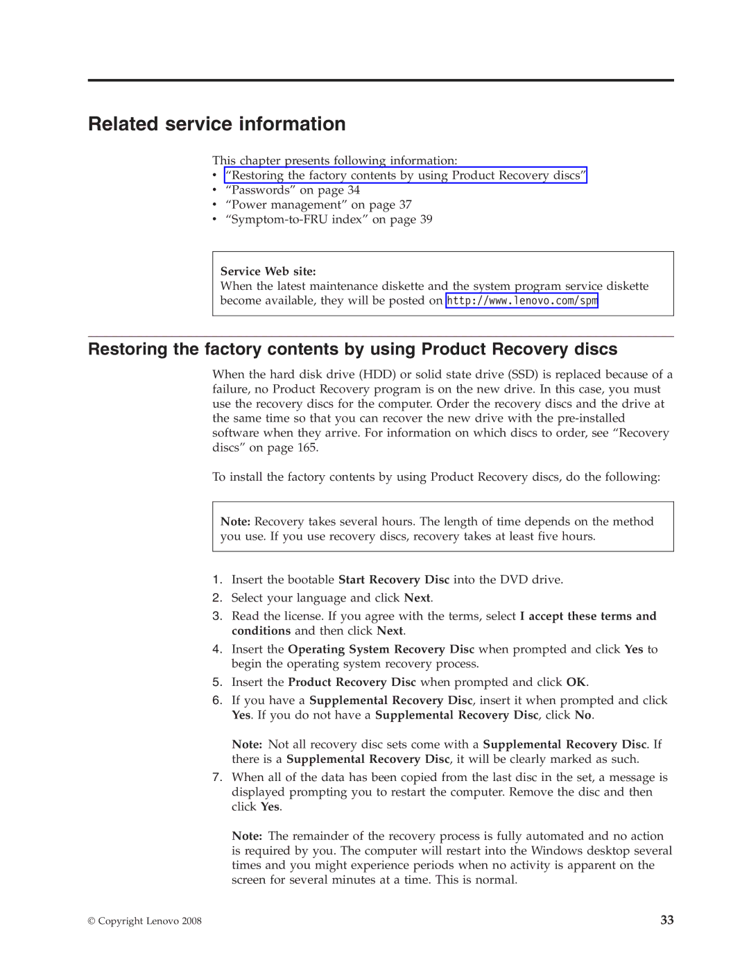 IBM T500, W500 manual Related service information, Service Web site 