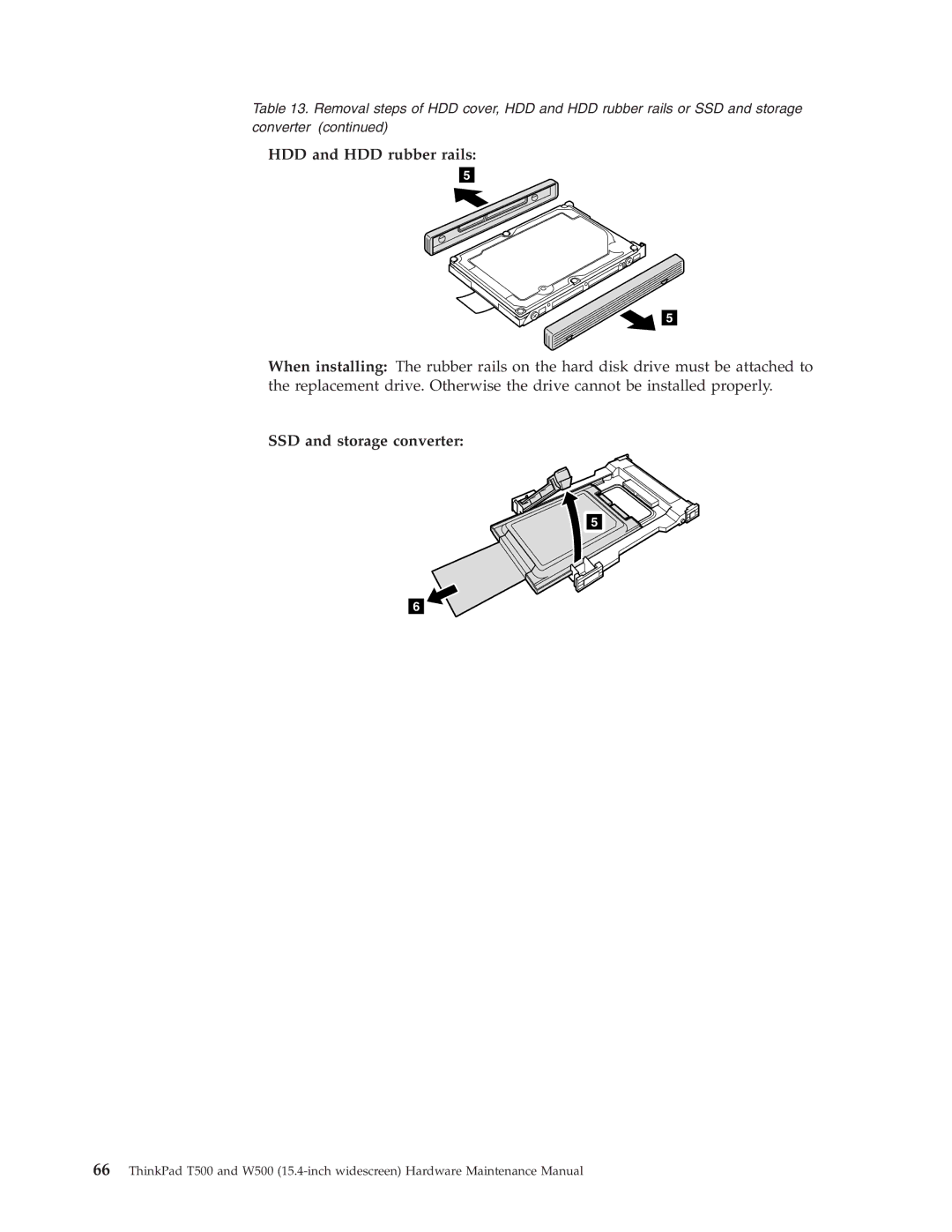 IBM W500, T500 manual HDD and HDD rubber rails, SSD and storage converter 