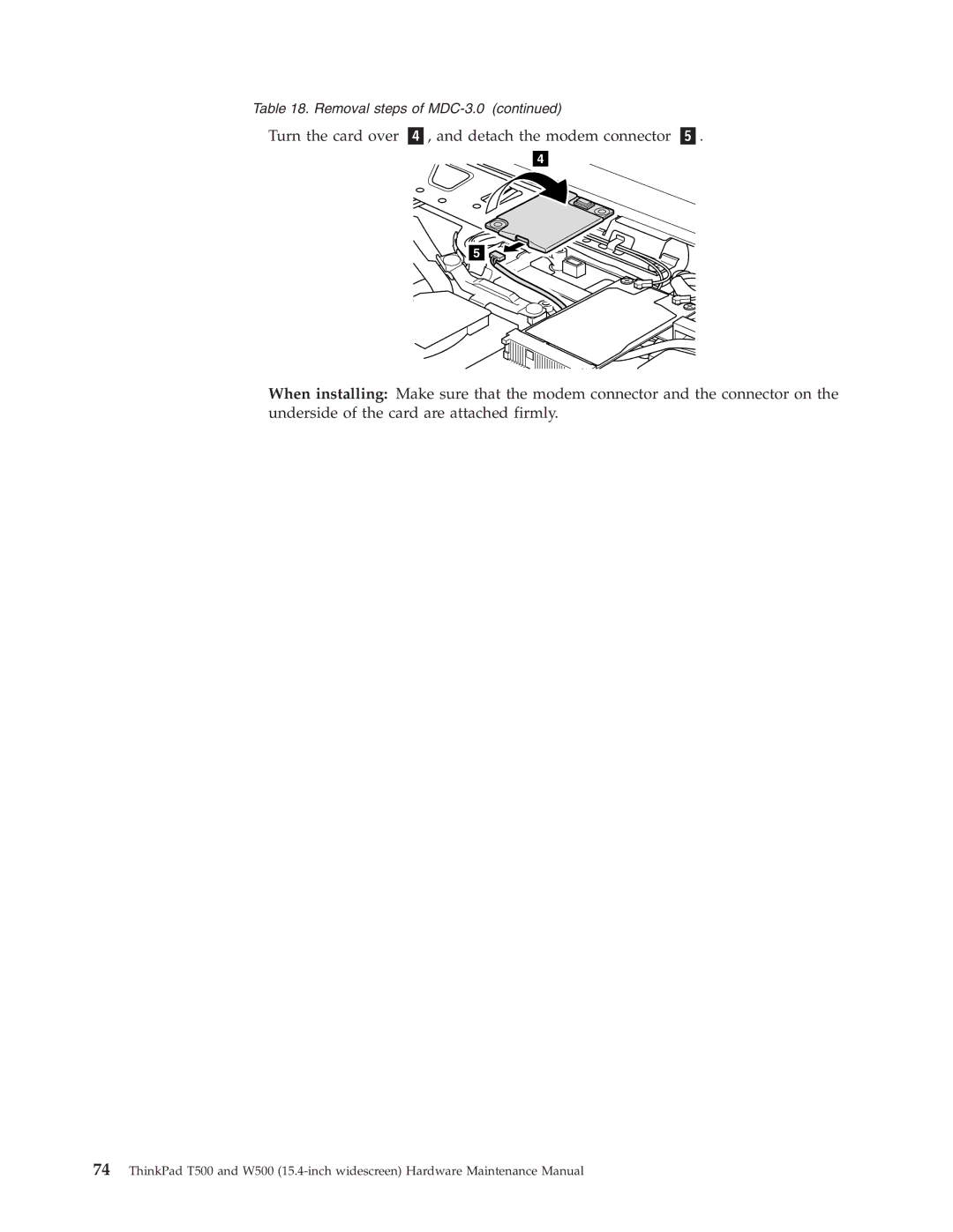 IBM W500, T500 manual Removal steps of MDC-3.0 