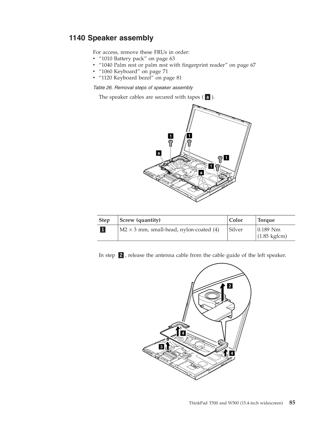 IBM T500, W500 manual Speaker assembly 