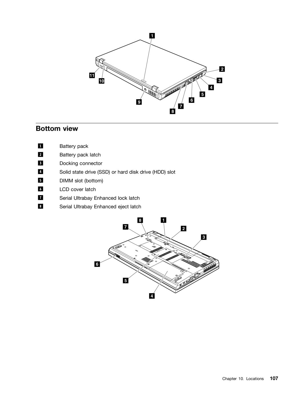 IBM T520I, W520 manual Bottom view 