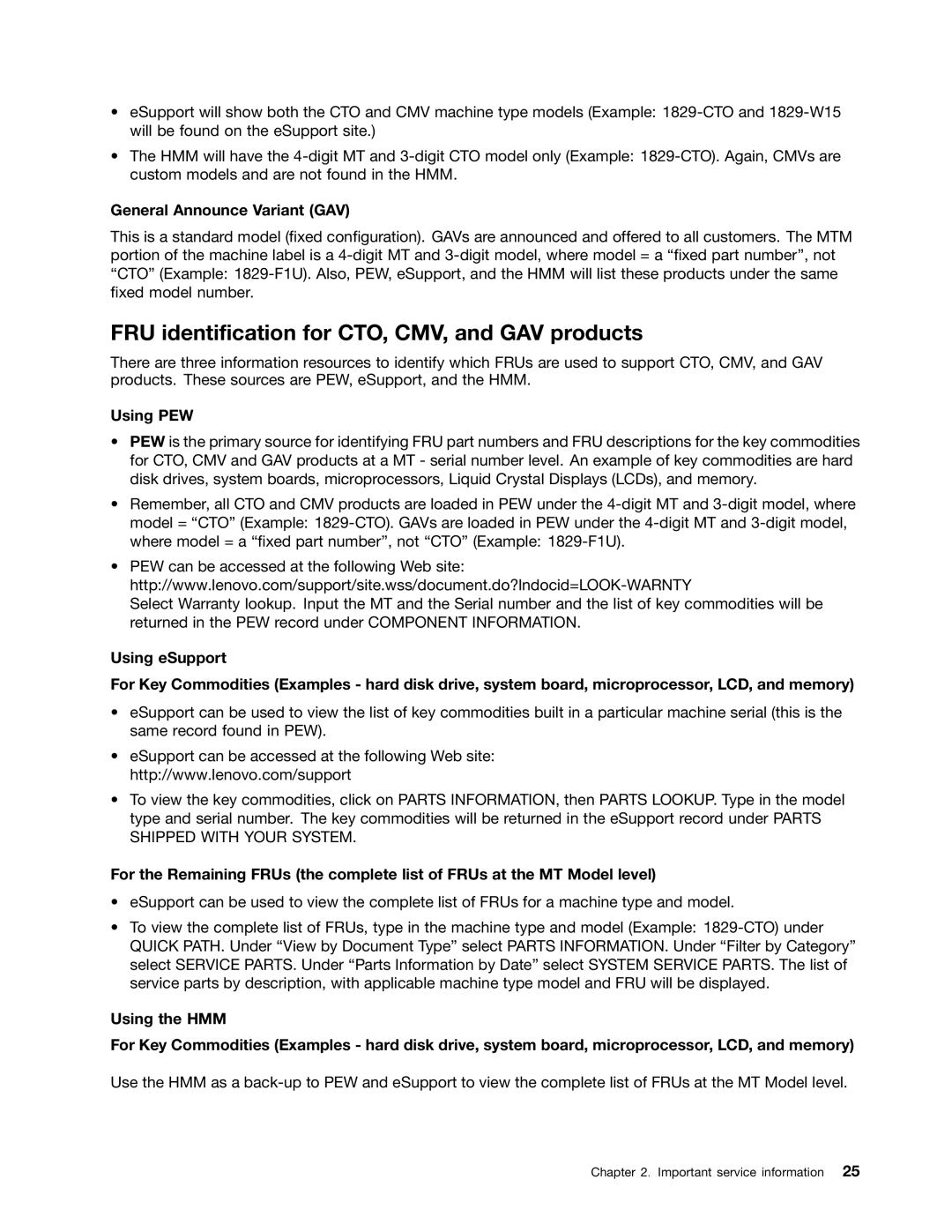 IBM T520I, W520 manual FRU identification for CTO, CMV, and GAV products, General Announce Variant GAV 