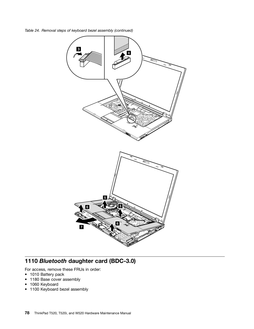 IBM W520, T520I manual Bluetooth daughter card BDC-3.0 