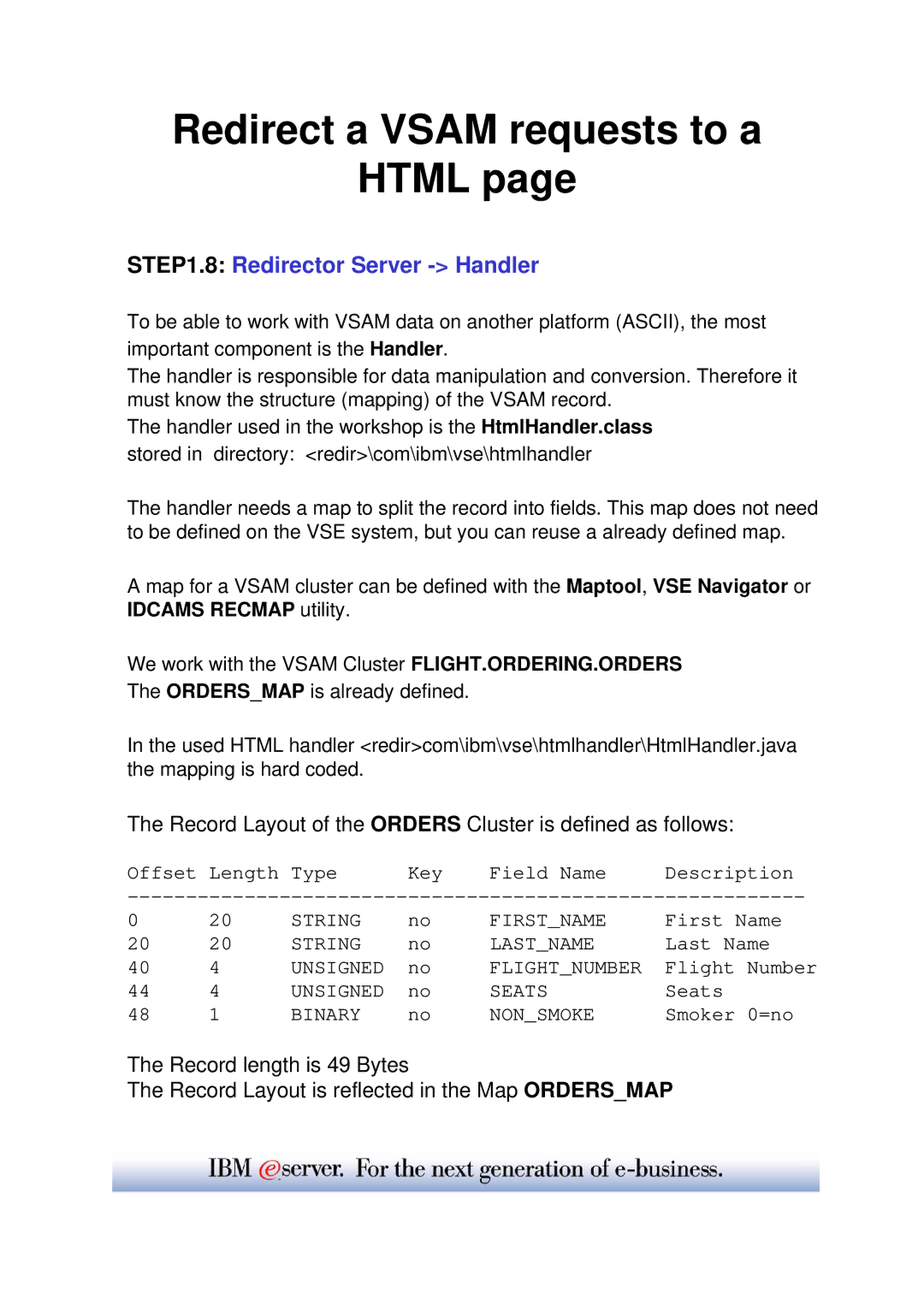 IBM WAVV 2004 manual Redirect a Vsam requests to a Html, Redirector Server Handler 