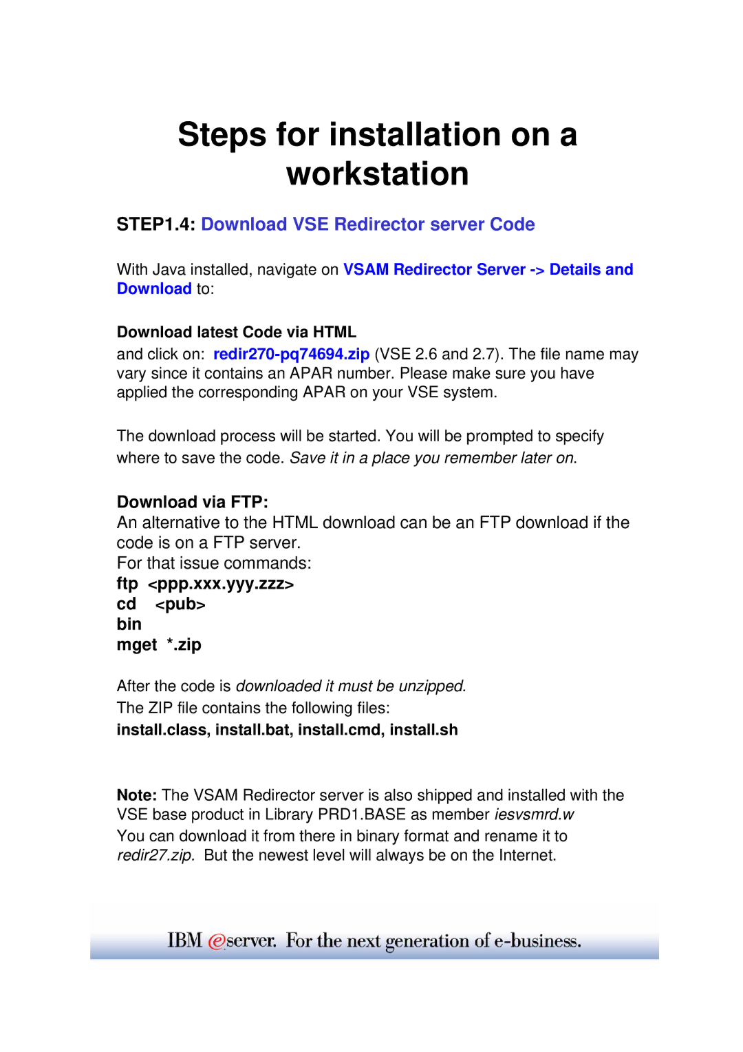 IBM WAVV 2004 manual Download VSE Redirector server Code, Download latest Code via Html 