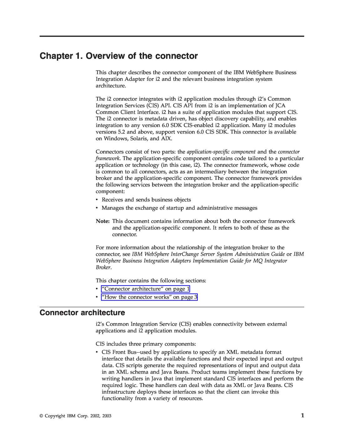 IBM WebSphere Business Integration Adapter manual Overview of the connector, Connector architecture 