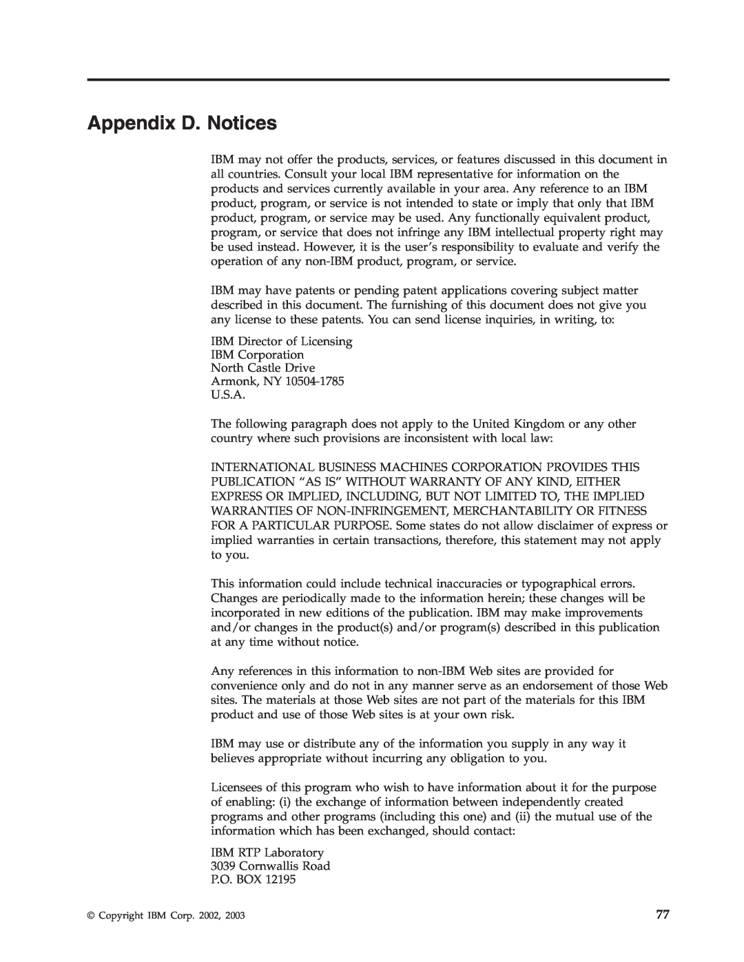 IBM WebSphere Business Integration Adapter manual Appendix D. Notices 