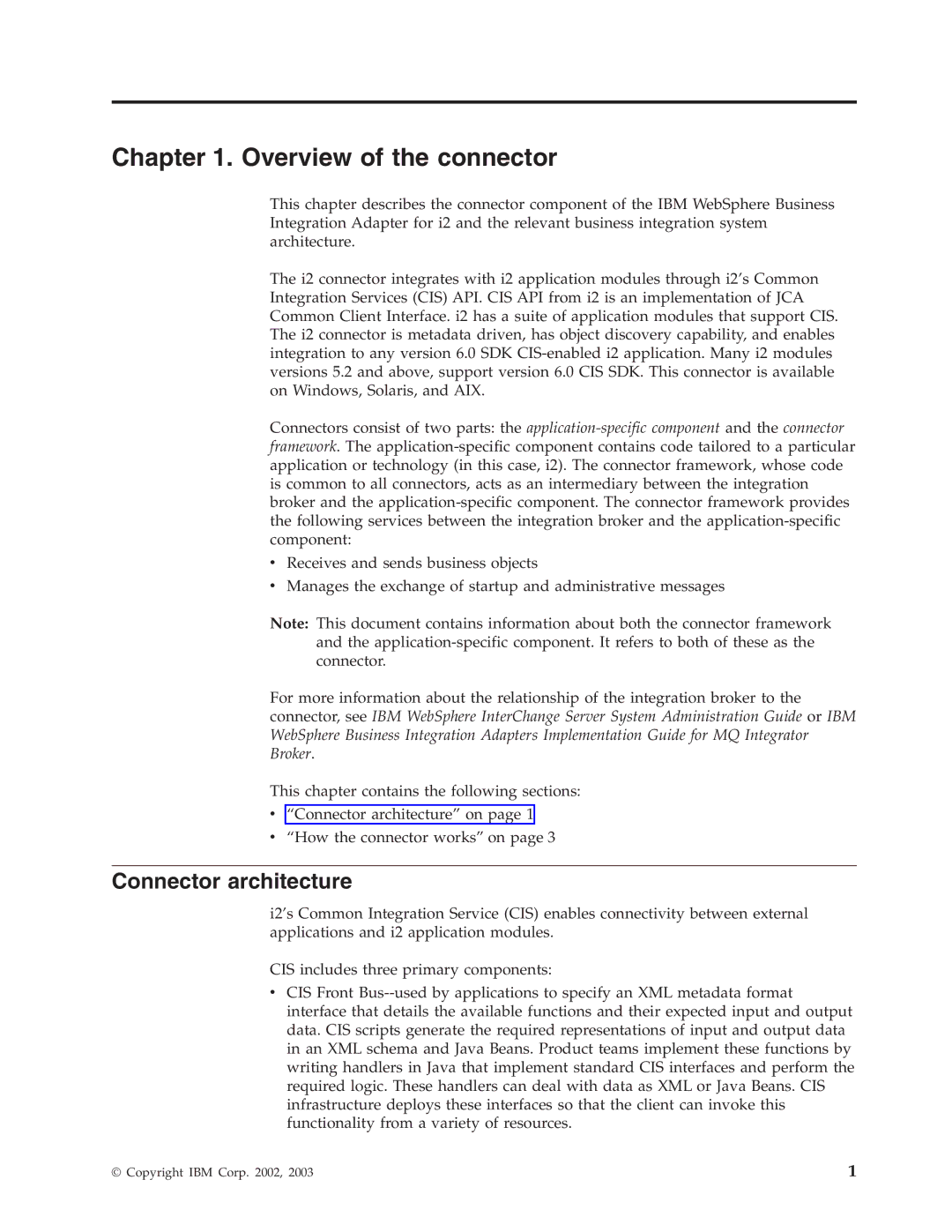 IBM WebSphere Business Integration Adapter manual Overview of the connector, Connector architecture 