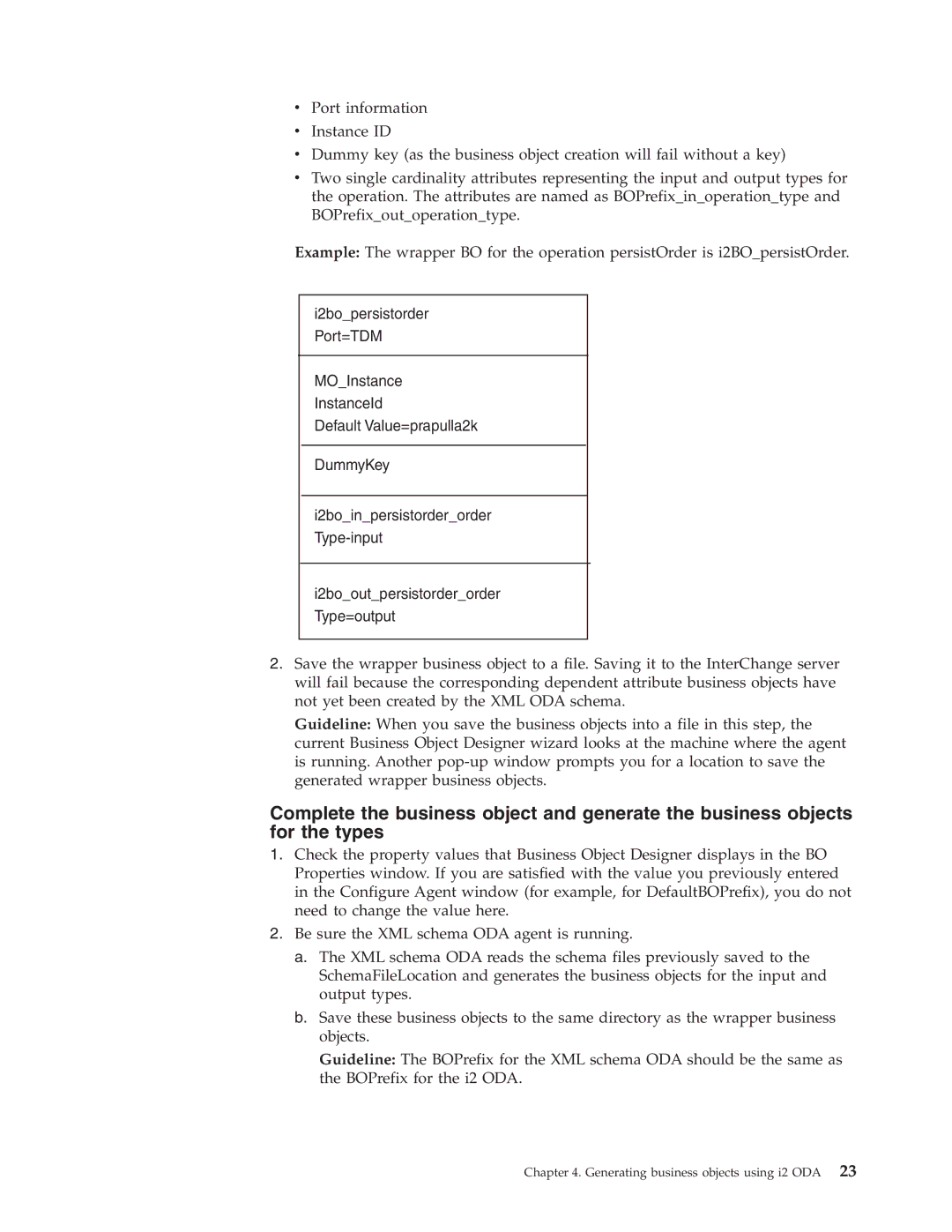 IBM WebSphere Business Integration Adapter manual Generating business objects using i2 ODA 