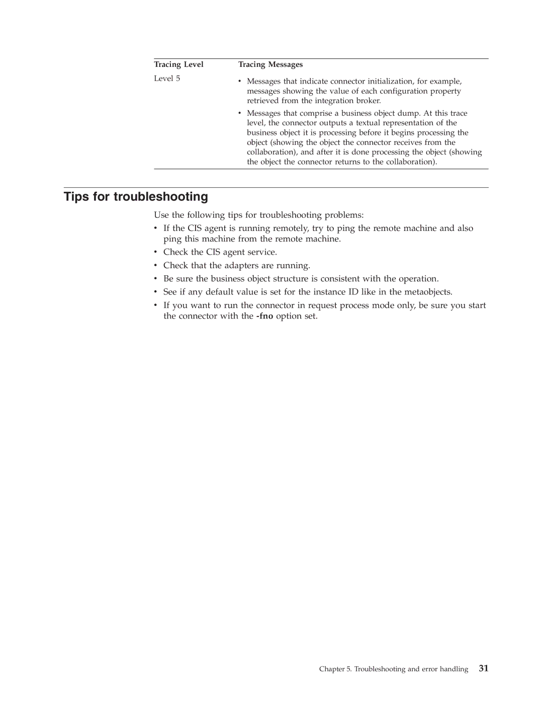 IBM WebSphere Business Integration Adapter manual Tips for troubleshooting 