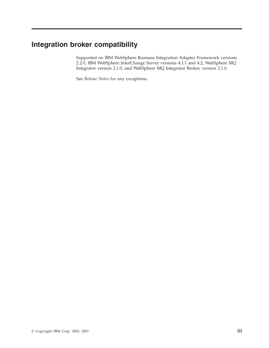 IBM WebSphere Business Integration Adapter manual Integration broker compatibility 