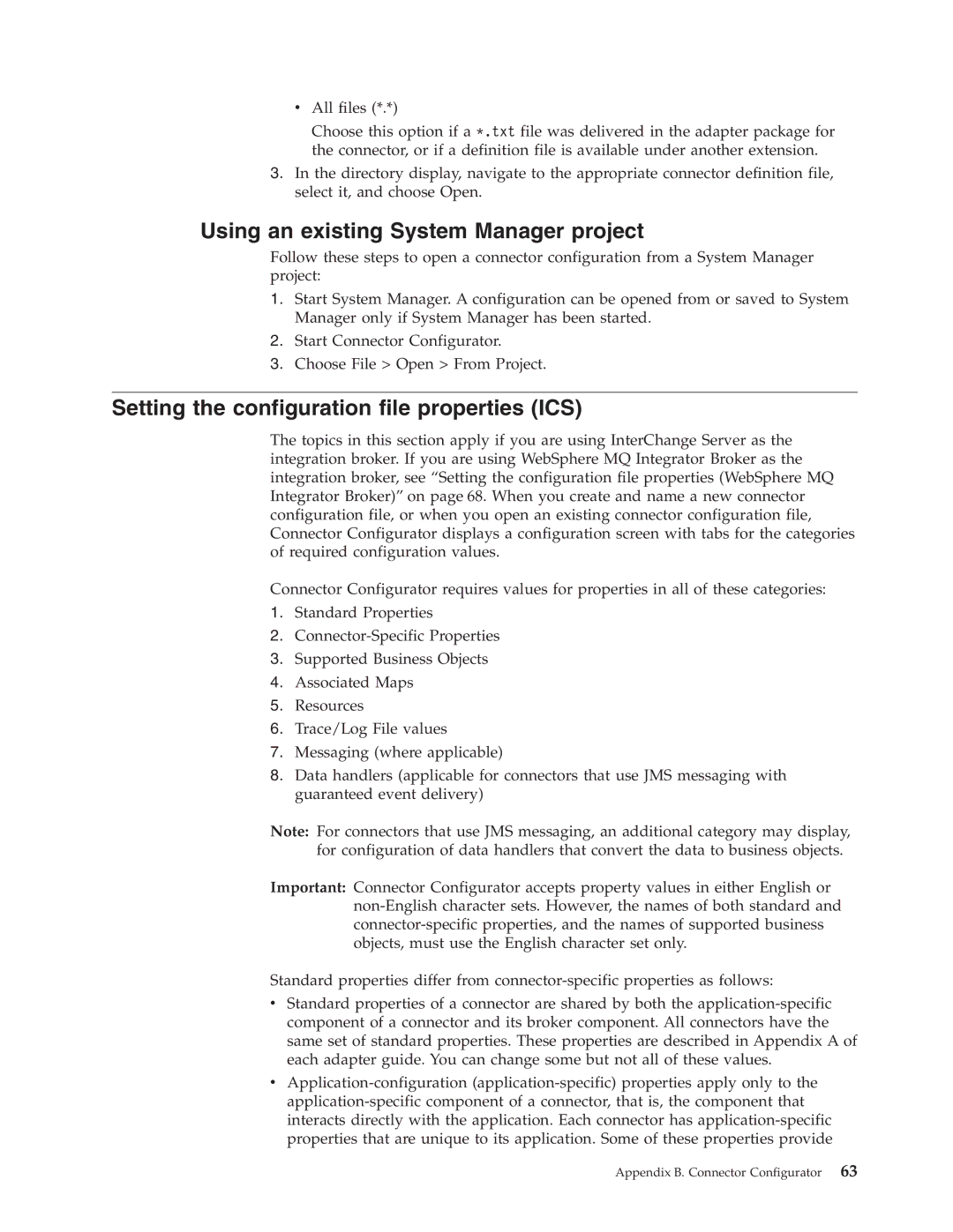 IBM WebSphere Business Integration Adapter manual Using an existing System Manager project 