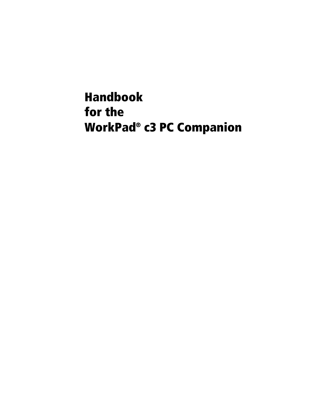 IBM WORKPADC3 manual Handbook for WorkPad c3 PC Companion 