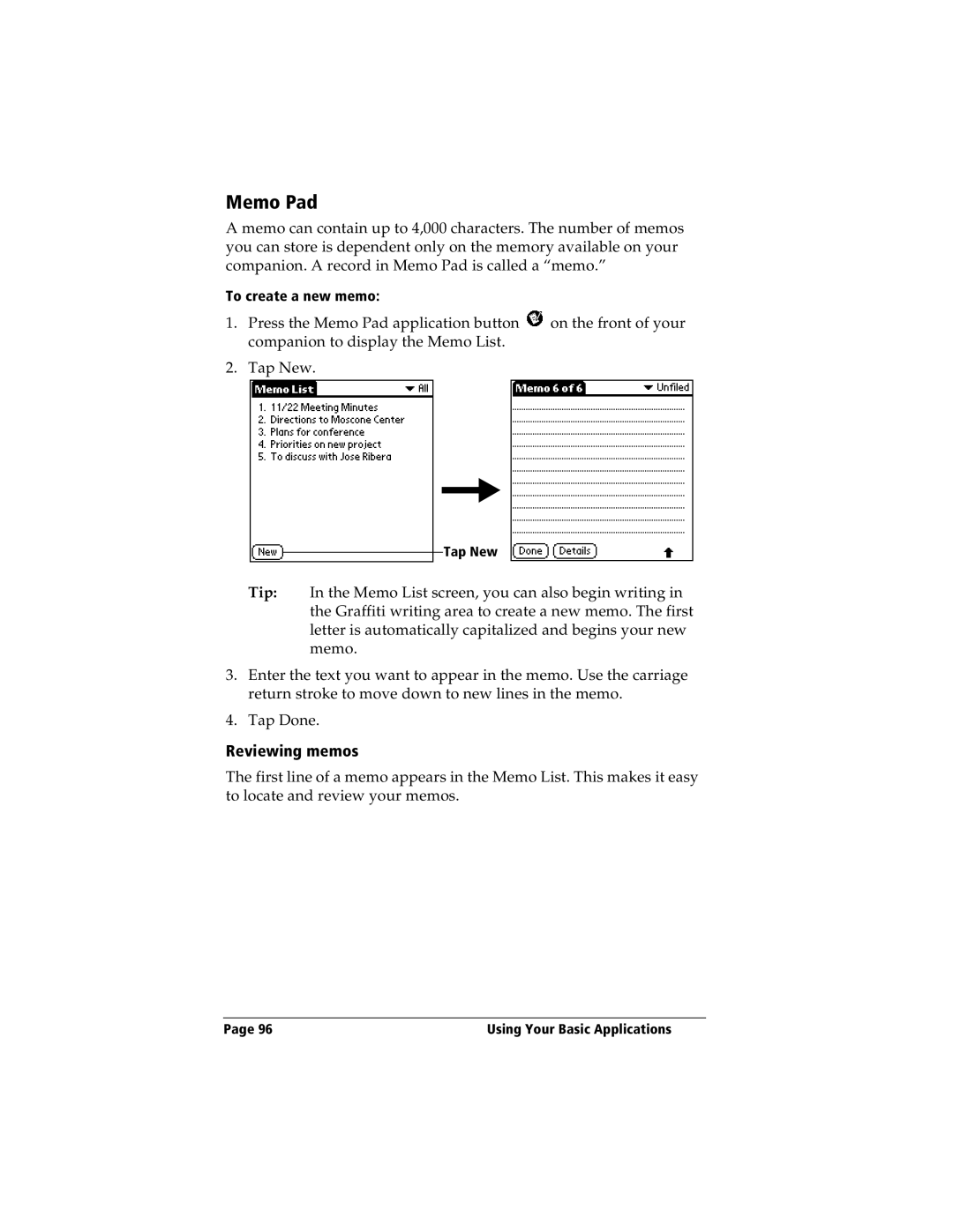 IBM WORKPADC3 manual Memo Pad, Reviewing memos 