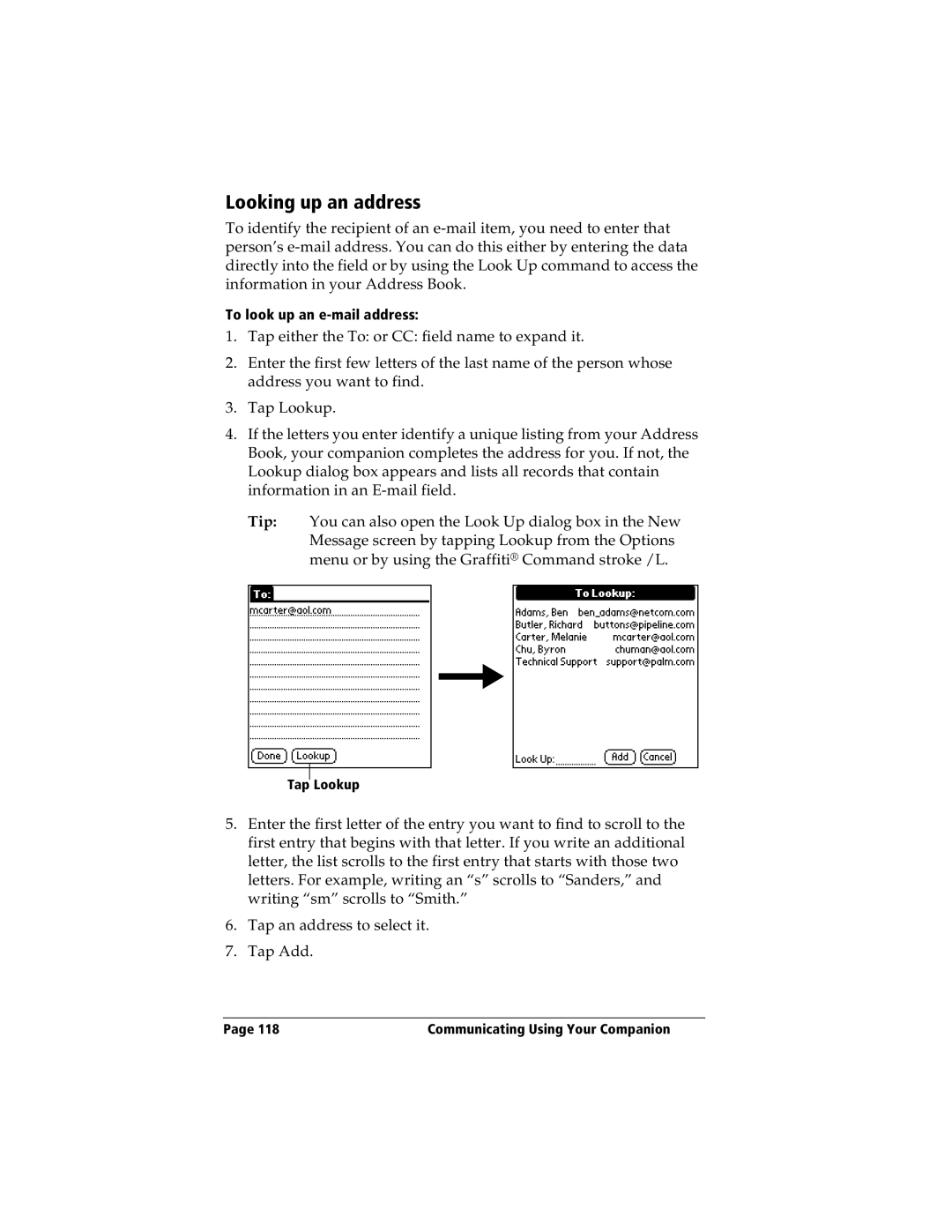 IBM WORKPADC3 manual Looking up an address 