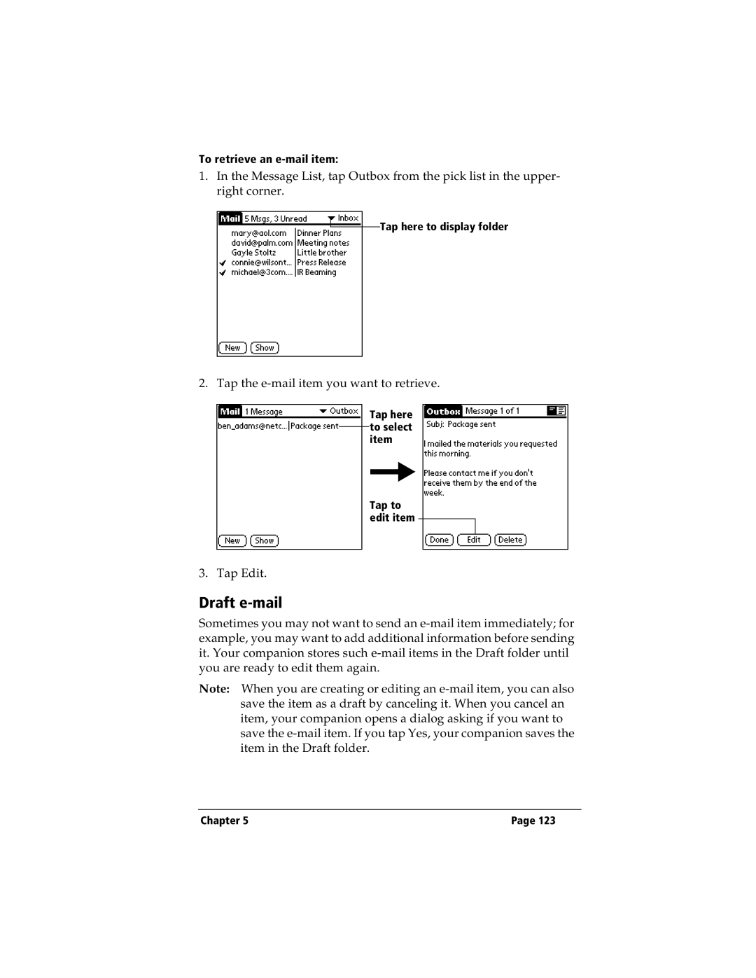 IBM WORKPADC3 manual Draft e-mail 