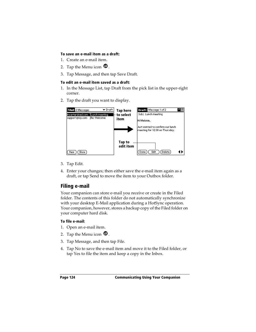 IBM WORKPADC3 manual Filing e-mail 