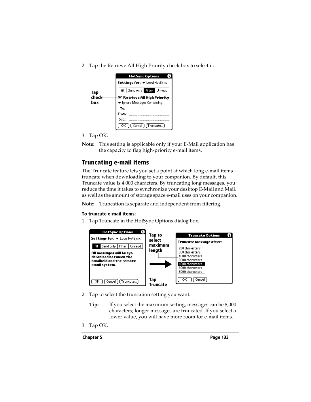 IBM WORKPADC3 manual Truncating e-mail items 