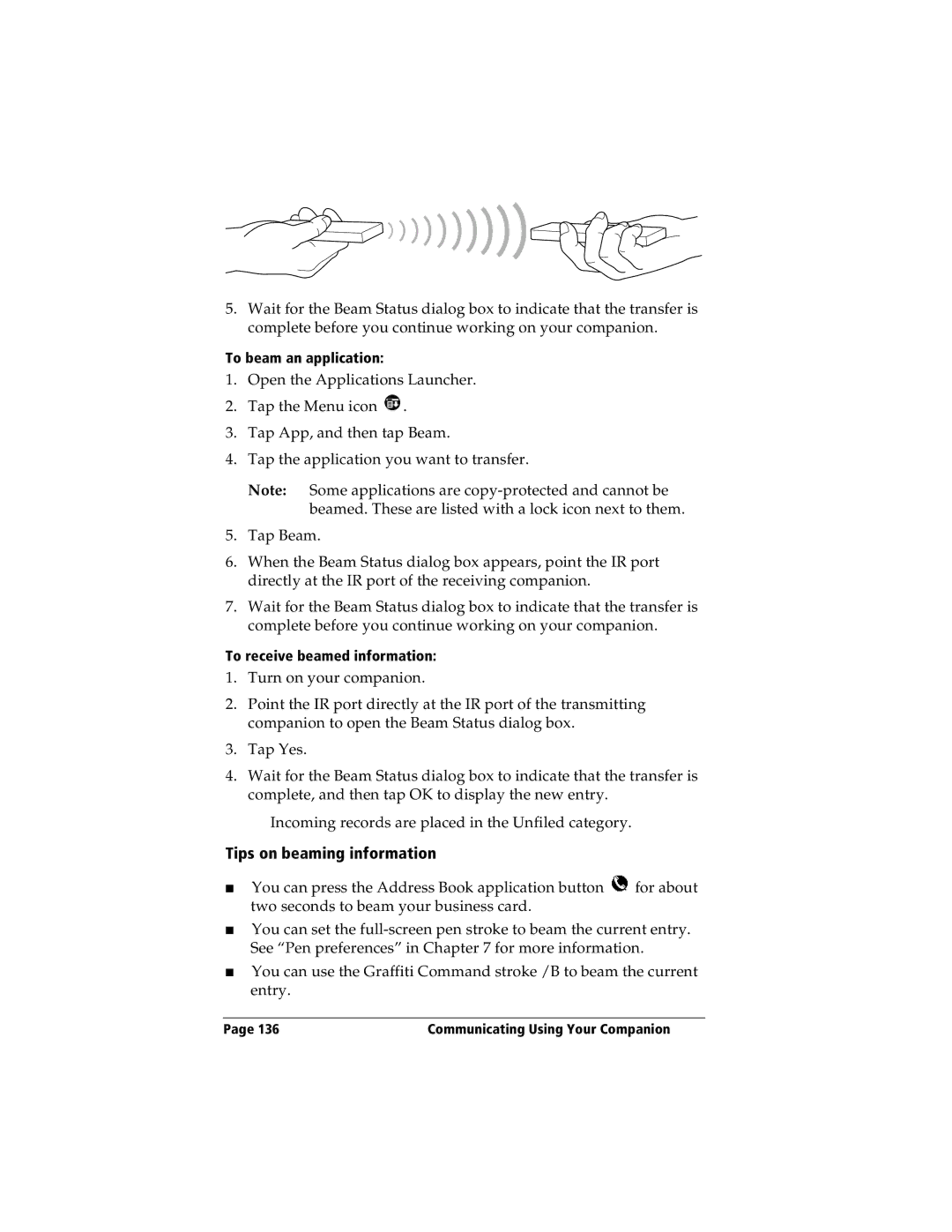 IBM WORKPADC3 manual Tips on beaming information 