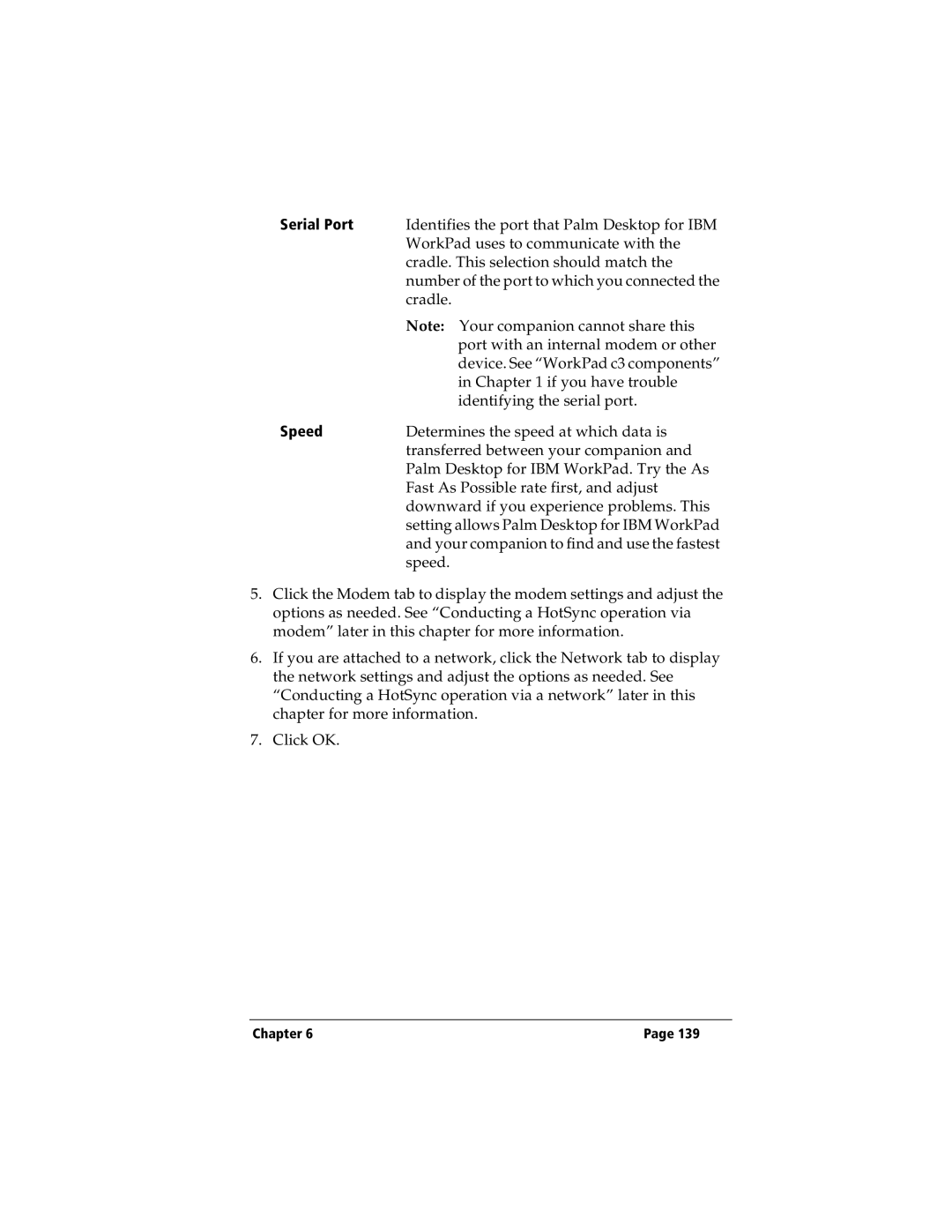 IBM WORKPADC3 manual Serial Port, Speed 