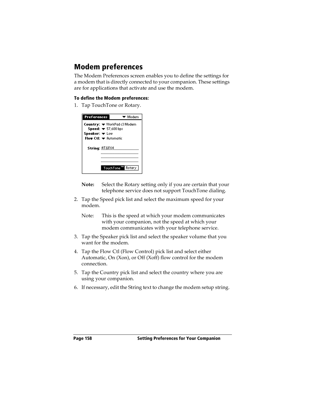 IBM WORKPADC3 manual Modem preferences 