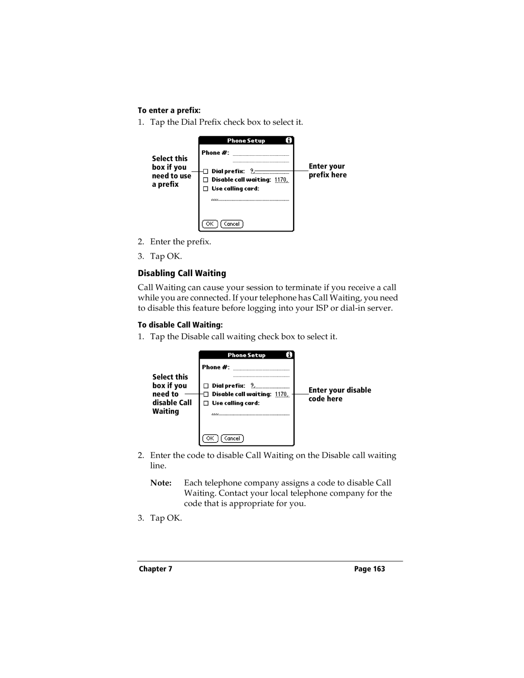 IBM WORKPADC3 manual Disabling Call Waiting 