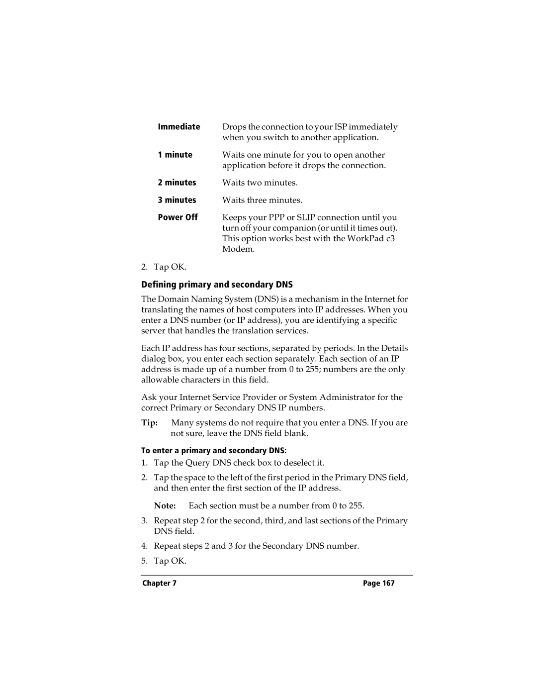 IBM WORKPADC3 manual Defining primary and secondary DNS 