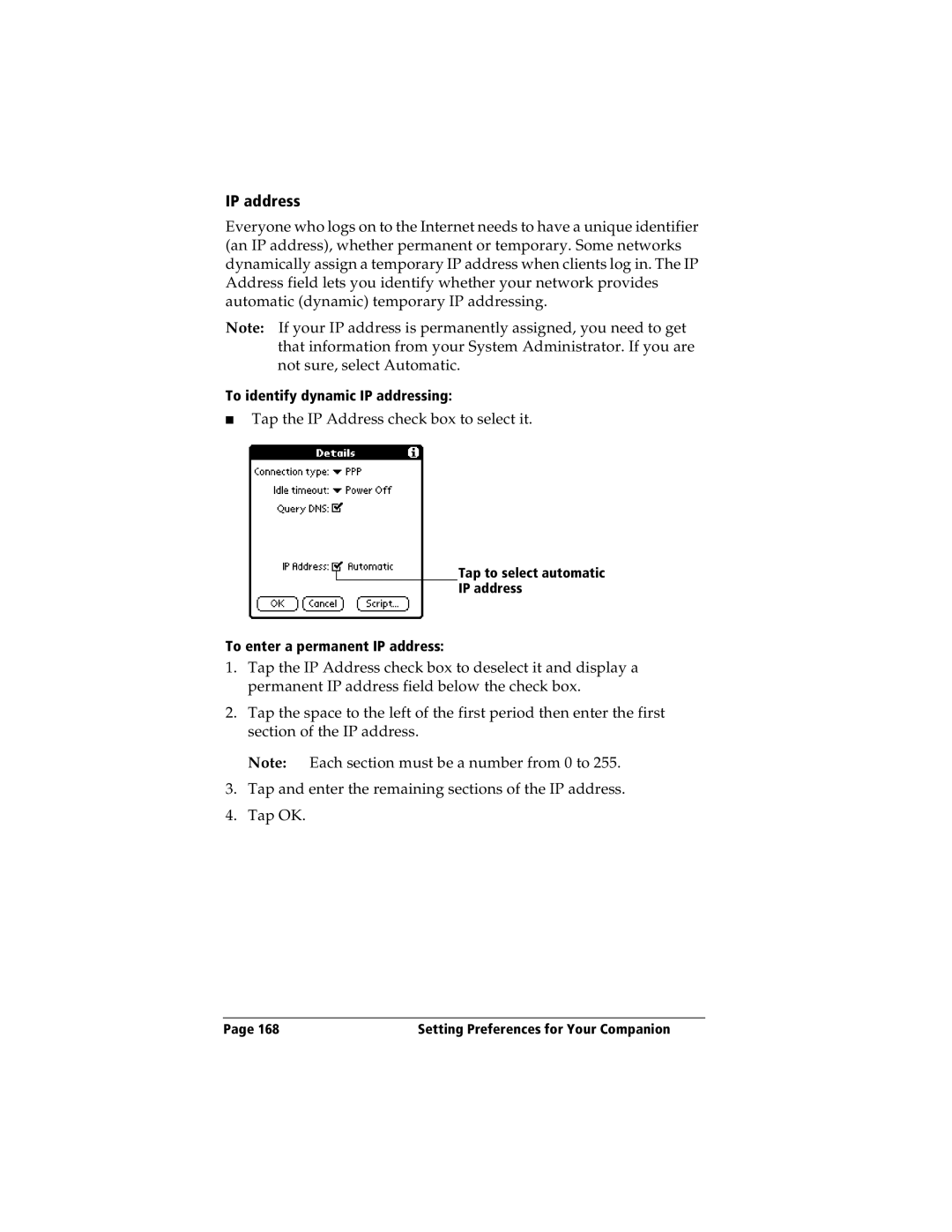 IBM WORKPADC3 manual IP address 