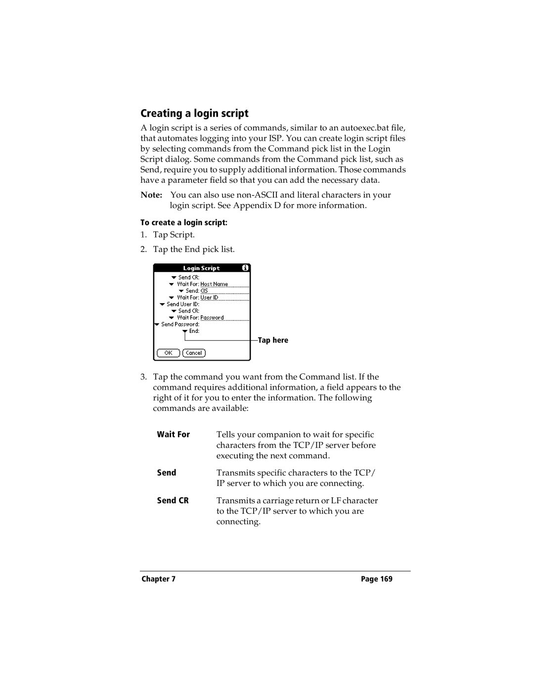 IBM WORKPADC3 manual Creating a login script, Wait For, Send CR 