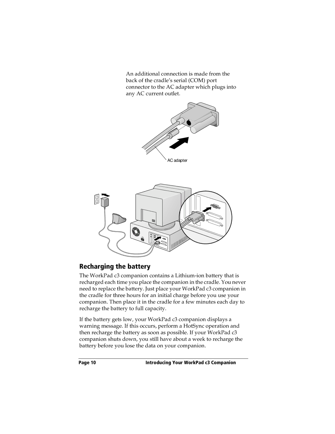 IBM WORKPADC3 manual Recharging the battery 