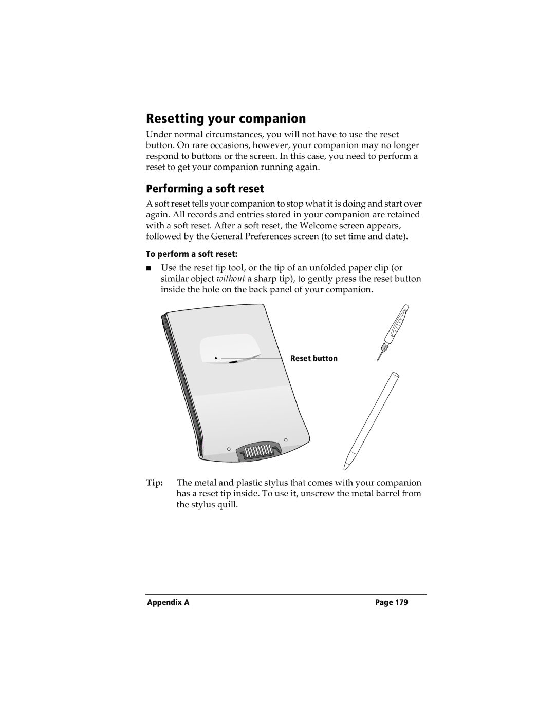 IBM WORKPADC3 manual Resetting your companion, Performing a soft reset 